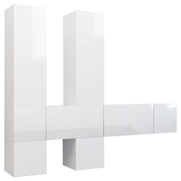 Ensemble de meuble TV 7 pcs Blanc brillant Aggloméré