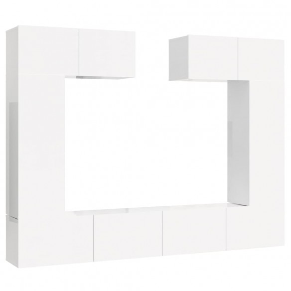 Ensemble de meubles TV 6 pcs Blanc brillant Bois d'ingénierie