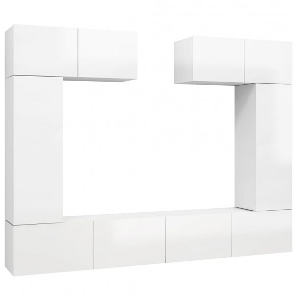 Ensemble de meuble TV 6 pcs Blanc brillant Aggloméré