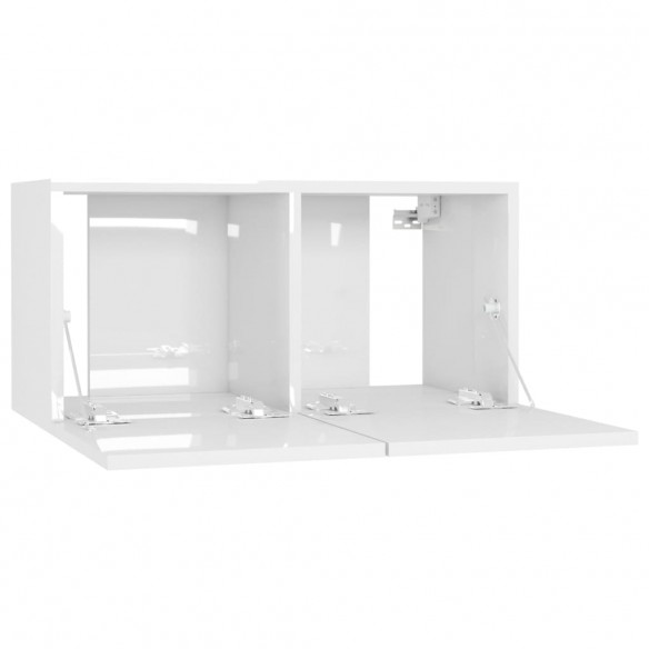 Ensemble de meubles TV 5 pcs Blanc brillant Aggloméré