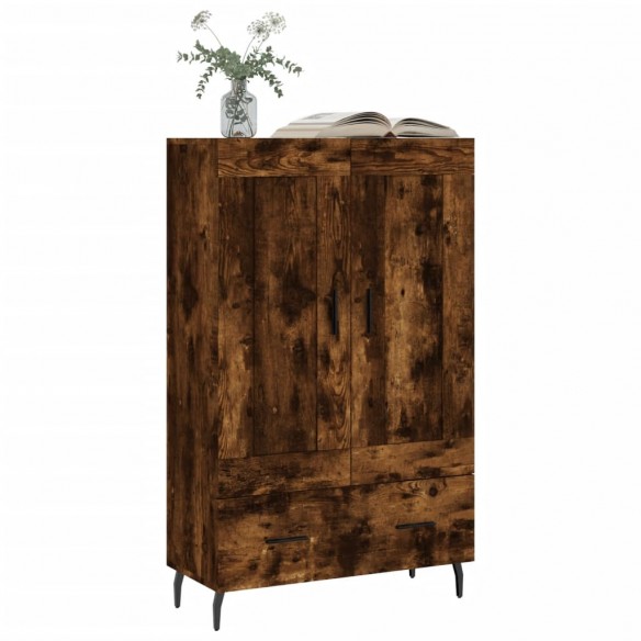 Buffet haut chêne fumé 69,5x31x115 cm bois d'ingénierie