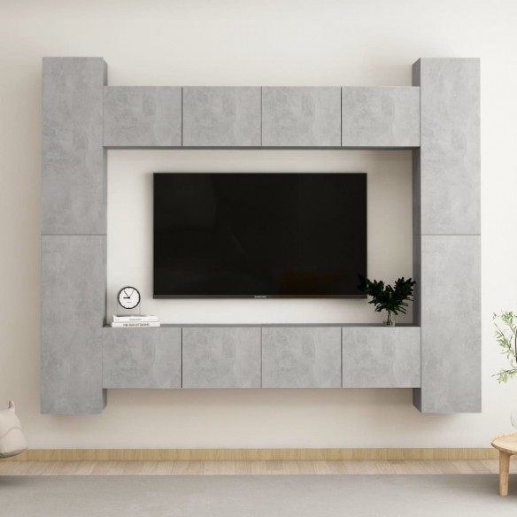 Ensemble de meubles TV 8 pcs Gris béton Aggloméré