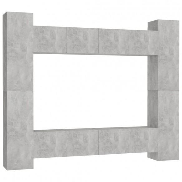 Ensemble de meubles TV 8 pcs Gris béton Aggloméré