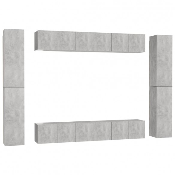 Ensemble de meubles TV 10 pcs Gris béton Aggloméré