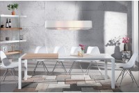 Table à manger extensible 135-175-215 cm teintée blanc et chêne