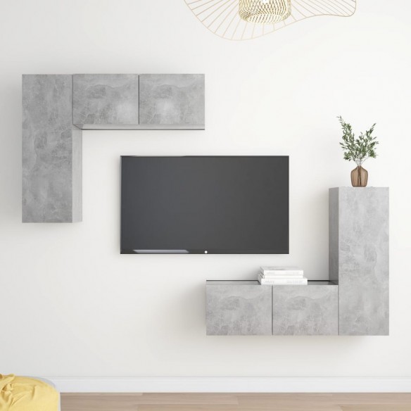 Ensemble de meubles TV 4 pcs Gris béton Aggloméré