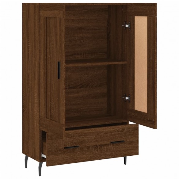 Buffet haut chêne marron 69,5x31x115 cm bois d'ingénierie