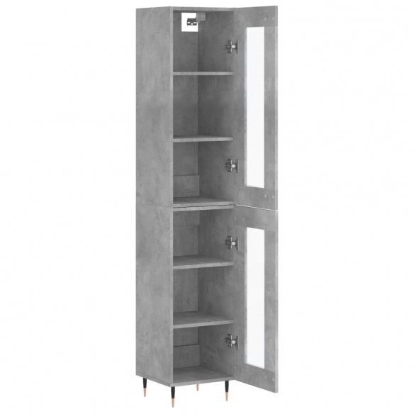 Buffet haut Gris béton 34,5x34x180 cm Bois d'ingénierie