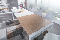 Table à manger extensible 135-175-215 cm teintée blanc et chêne