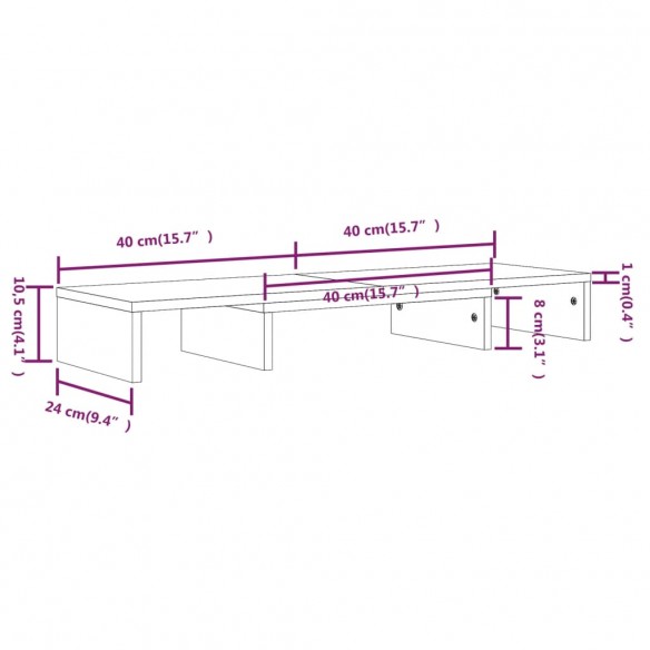 Support de moniteur 80x24x10,5 cm Bois de pin solide