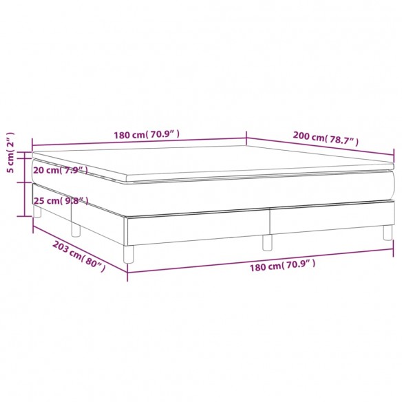 Cadre de lit et matelas Vert foncé 180x200cm Velours