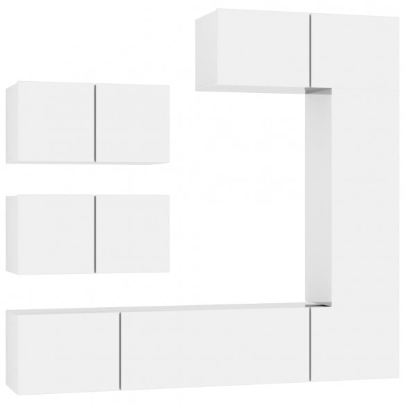 Ensemble de meubles TV 6 pcs Blanc brillant Bois d'ingénierie