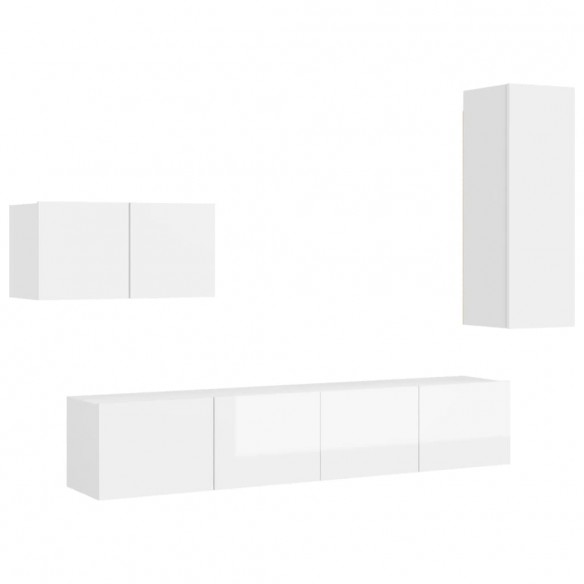 Ensemble de meuble TV 4 pcs Blanc brillant Aggloméré