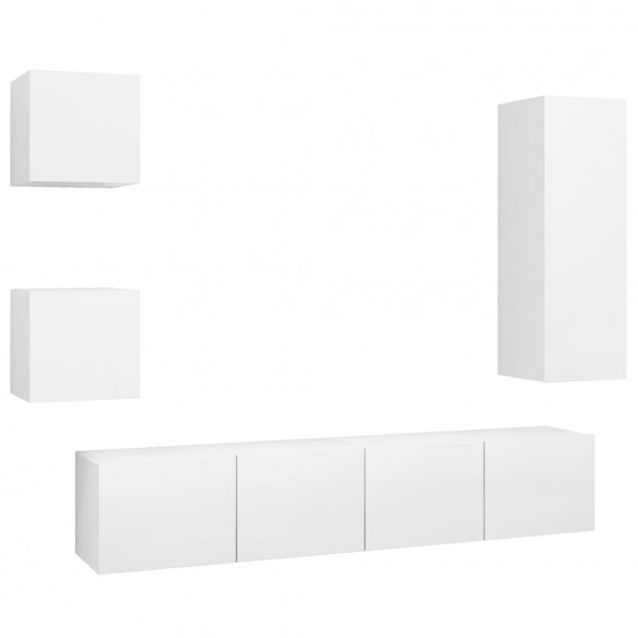 Ensemble de meuble TV 5 pcs Blanc Aggloméré