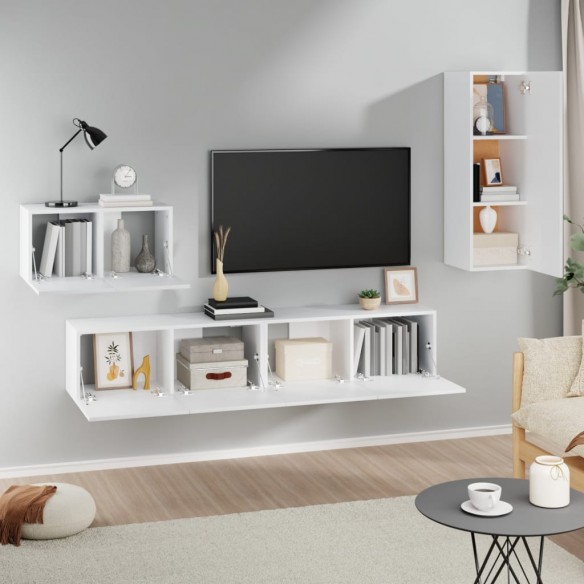 Ensemble de meubles TV 4 pcs Blanc Bois d'ingénierie