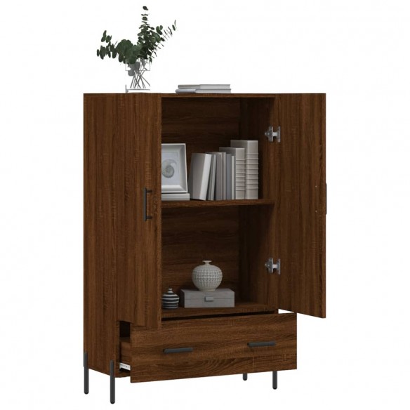 Buffet haut chêne marron 69,5x31x115 cm bois d'ingénierie