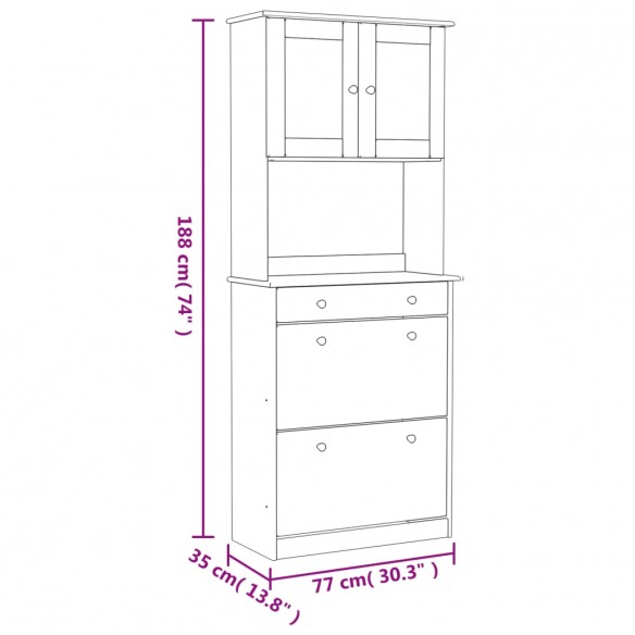 Buffet ALTA blanc 77x35x188 cm bois massif de pin