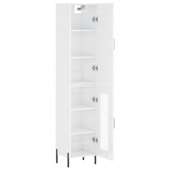 Buffet haut Blanc brillant 34,5x34x180 cm Bois d'ingénierie