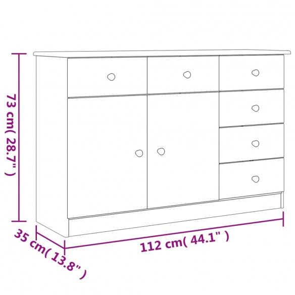 Buffet ALTA blanc 112x35x73 cm bois massif de pin