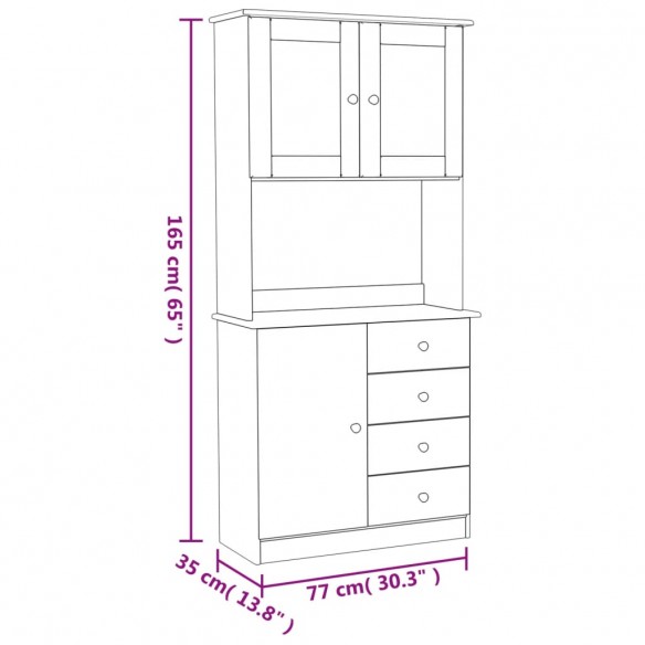 Buffet ALTA 77x35x165 cm bois massif de pin