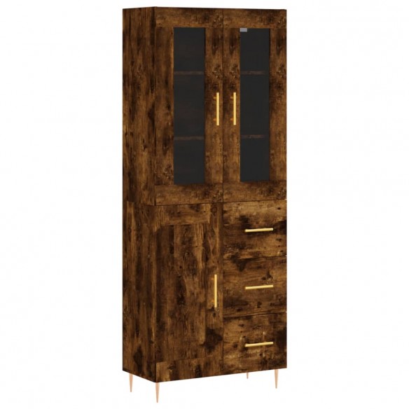 Buffet haut Chêne fumé 69,5x34x180 cm Bois d'ingénierie