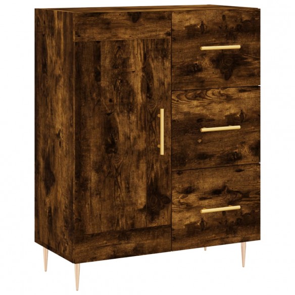 Buffet haut Chêne fumé 69,5x34x180 cm Bois d'ingénierie