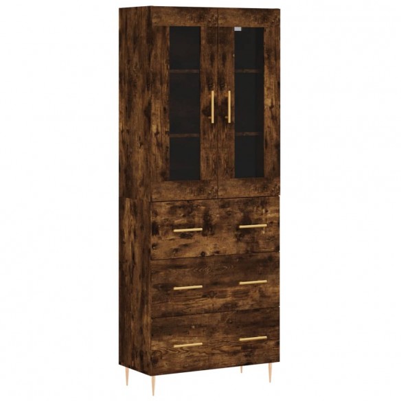 Buffet haut Chêne fumé 69,5x34x180 cm Bois d'ingénierie