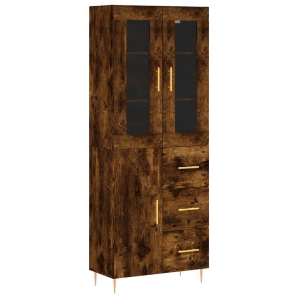 Buffet haut Chêne fumé 69,5x34x180 cm Bois d'ingénierie