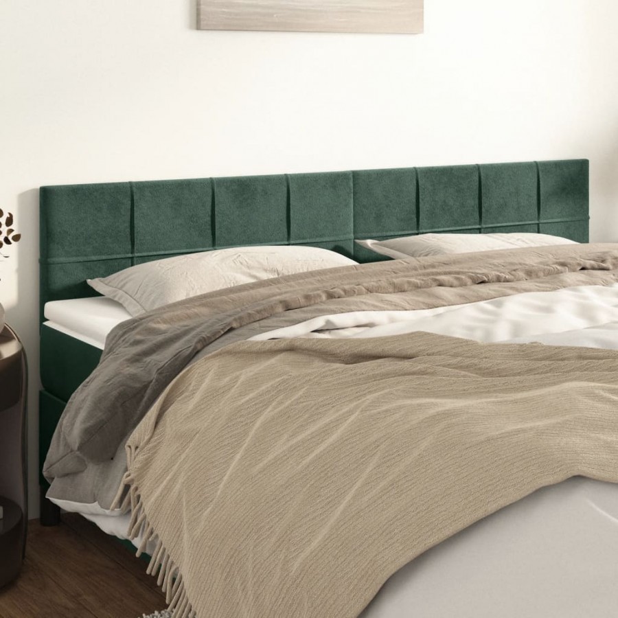 Têtes de lit 2 pcs Vert foncé 80x5x78/88 cm Velours