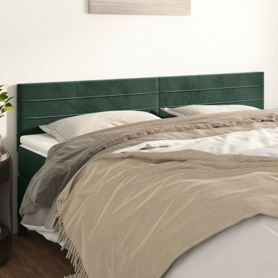 Têtes de lit 2 pcs Vert foncé 80x5x78/88 cm Velours