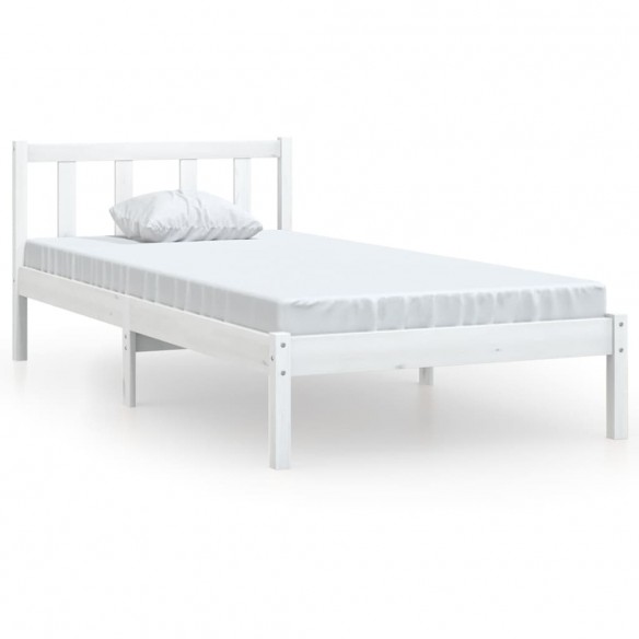 Cadre de lit Blanc Bois de pin massif 75x190 cm Petit simple