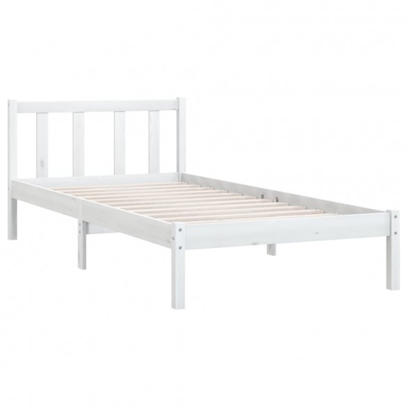 Cadre de lit Blanc Bois de pin massif 75x190 cm Petit simple