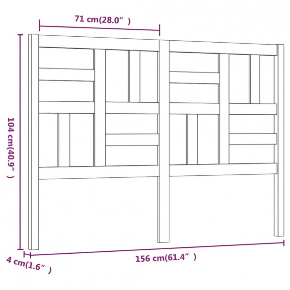 Tête de lit 156x4x104 cm Bois massif de pin