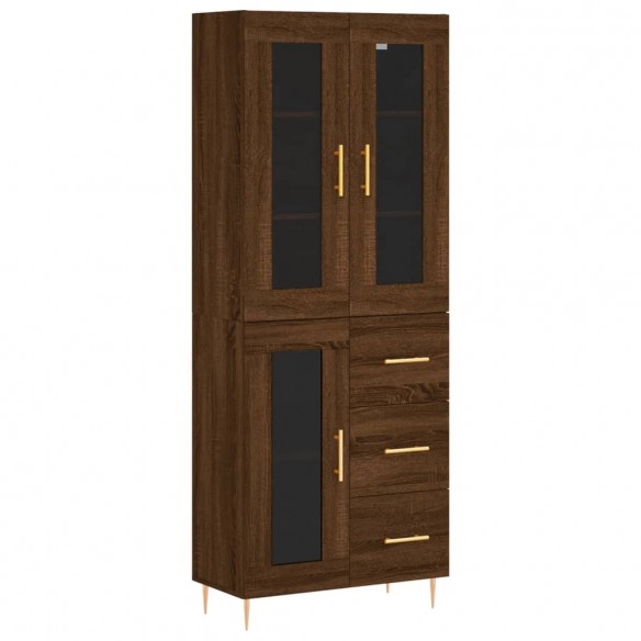 Buffet haut Chêne marron 69,5x34x180 cm Bois d'ingénierie