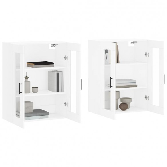 Armoires murales 2 pcs blanc bois d'ingénierie