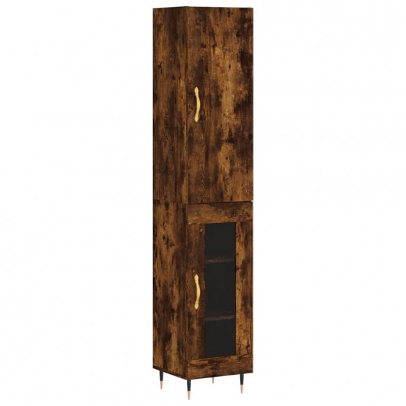 Buffet haut Chêne fumé 34,5x34x180 cm Bois d'ingénierie