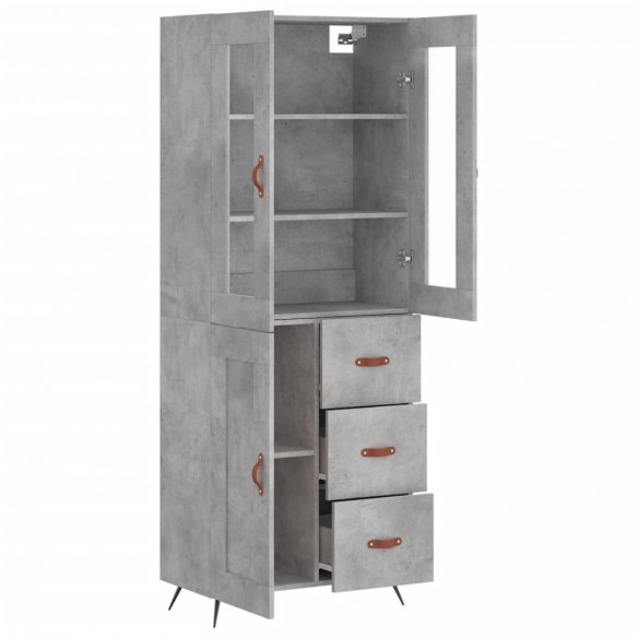 Buffet haut Gris béton 69,5x34x180 cm Bois d'ingénierie