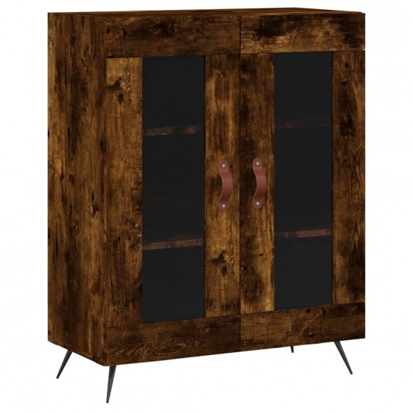 Buffet haut Chêne fumé 69,5x34x180 cm Bois d'ingénierie