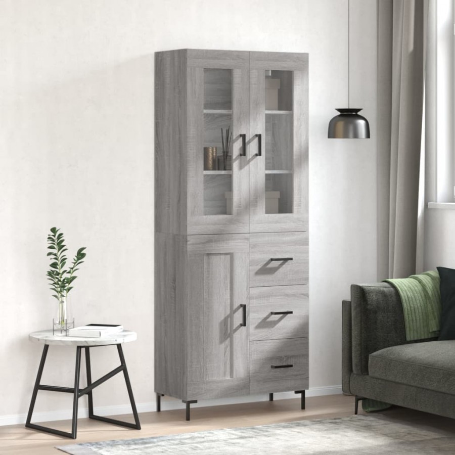 Buffet haut Sonoma gris 69,5x34x180 cm Bois d'ingénierie