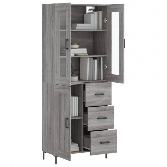 Buffet haut Sonoma gris 69,5x34x180 cm Bois d'ingénierie