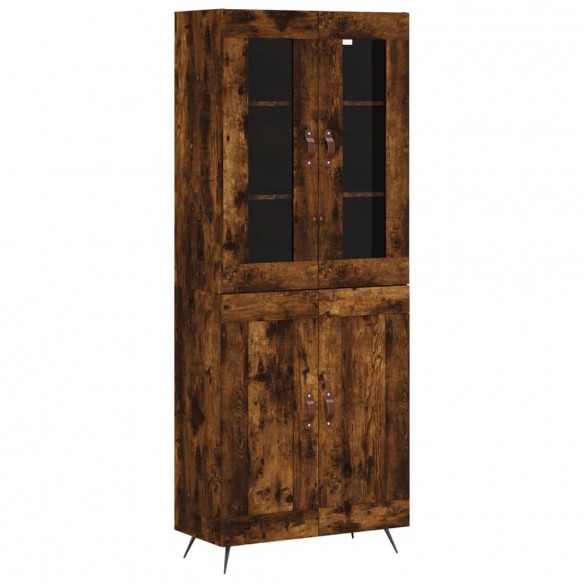 Buffet haut Chêne fumé 69,5x34x180 cm Bois d'ingénierie