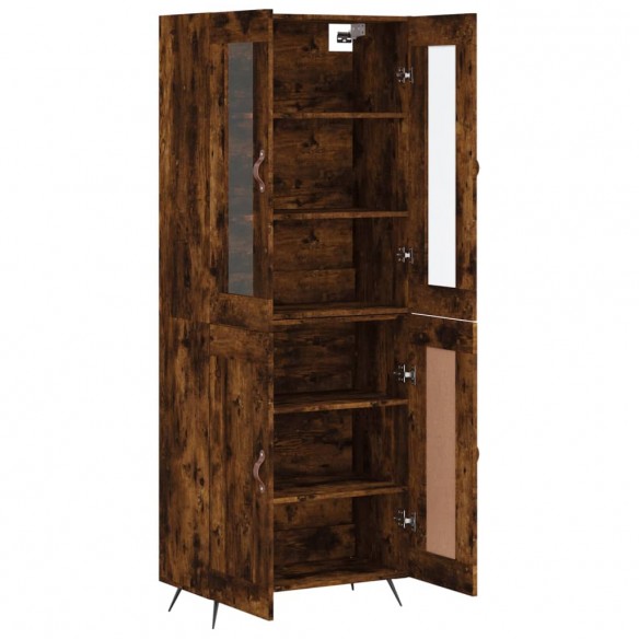 Buffet haut Chêne fumé 69,5x34x180 cm Bois d'ingénierie