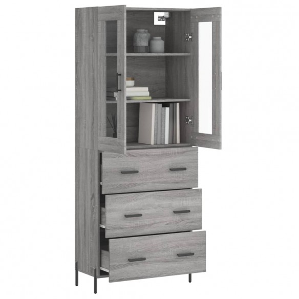 Buffet haut Sonoma gris 69,5x34x180 cm Bois d'ingénierie