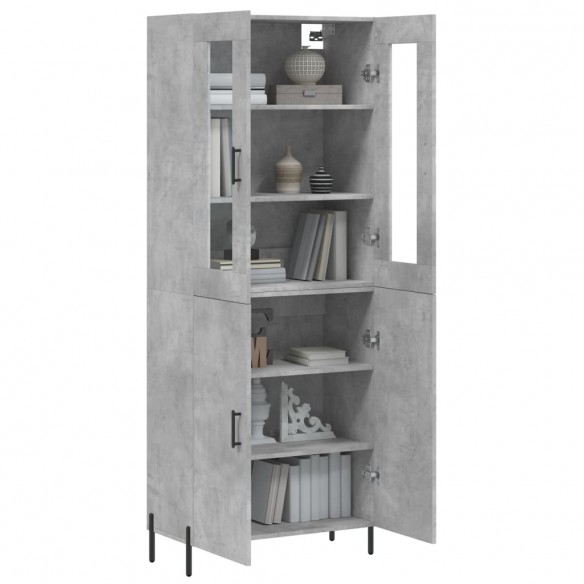 Buffet haut Gris béton 69,5x34x180 cm Bois d'ingénierie