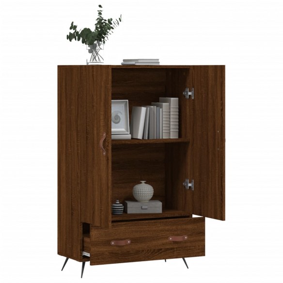 Buffet haut chêne marron 69,5x31x115 cm bois d'ingénierie