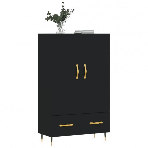 Buffet haut noir 69,5x31x115 cm bois d'ingénierie