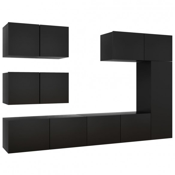 Ensemble de meuble TV 6 pcs Noir Aggloméré