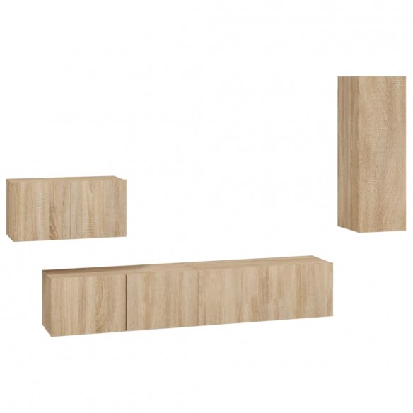 Ensemble de meubles TV 4 pcs Chêne sonoma Bois d'ingénierie