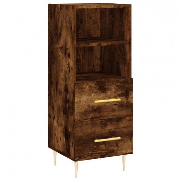 Buffet haut Chêne fumé 34,5x34x180 cm Bois d'ingénierie