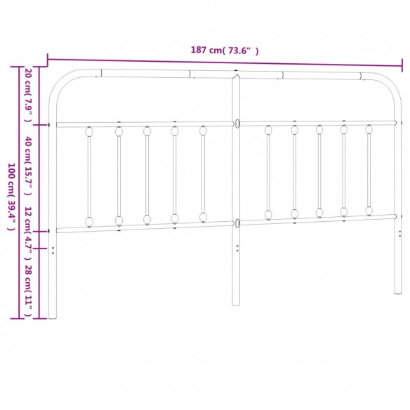 Tête de lit métal blanc 180 cm